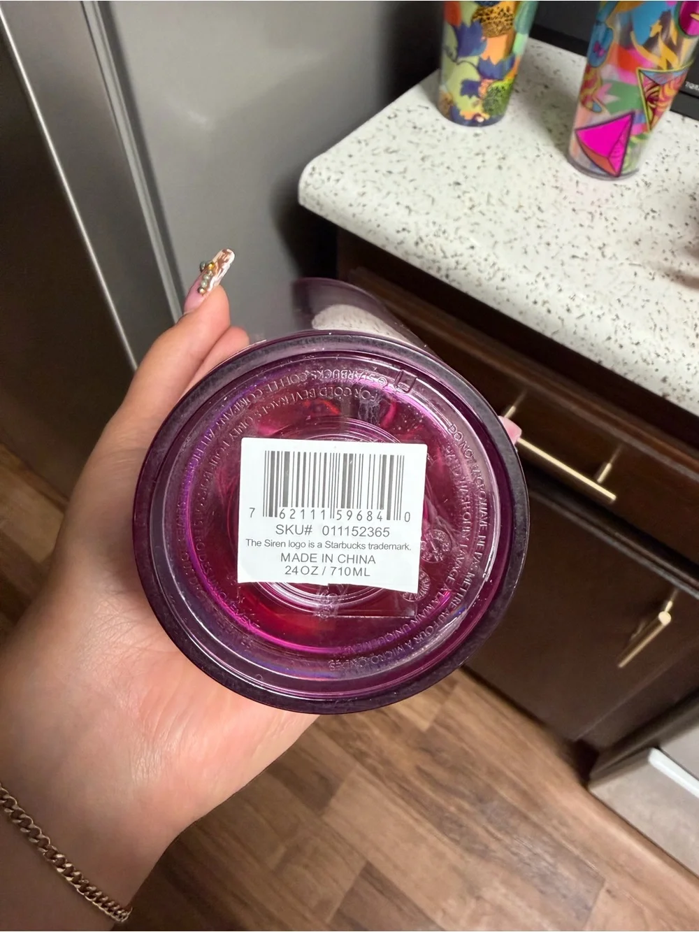 Starbucks Iridescent Pink Multi-Color Tumbler with Blue Straw